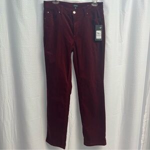 Jones New York Women's Burgundy Corduroy High Rise Straight Leg Pants 6
